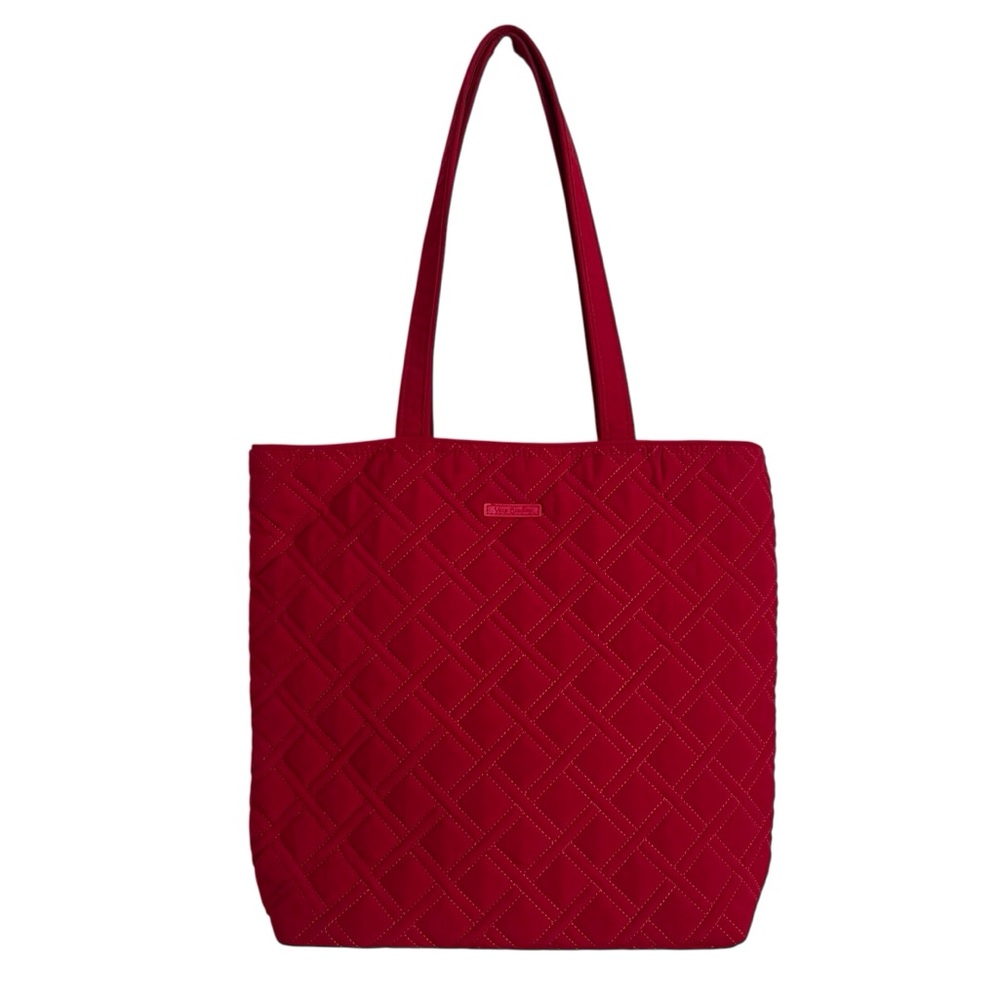 Vera Bradley Red Quilted Tote Shoulder Bag Preppy Classic Large